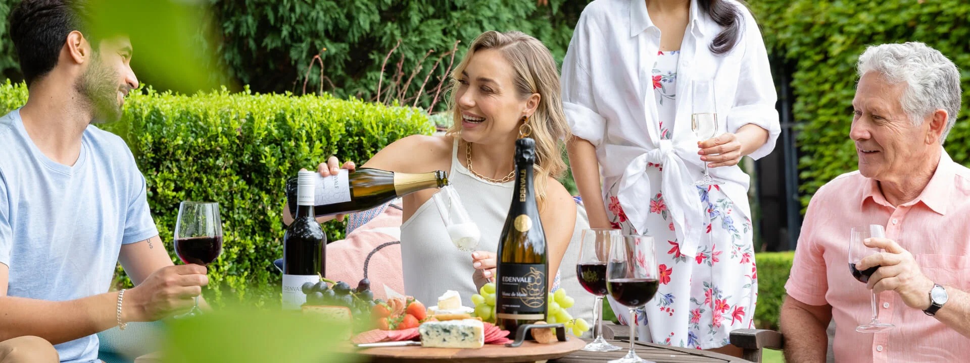 Edenvale alcohol-removed wines and glasses shared outdoors