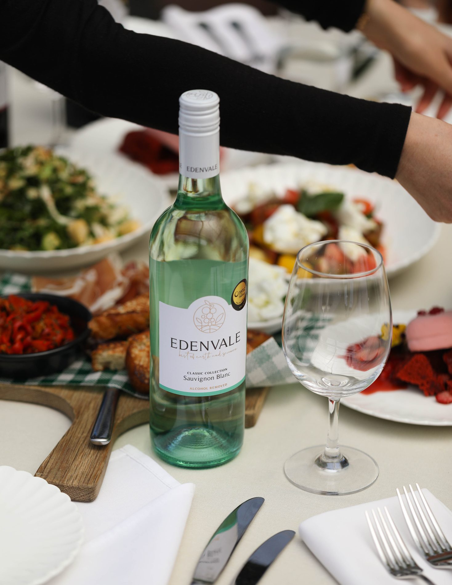 Edenvale Sauvignon Blanc on a shared lunch table