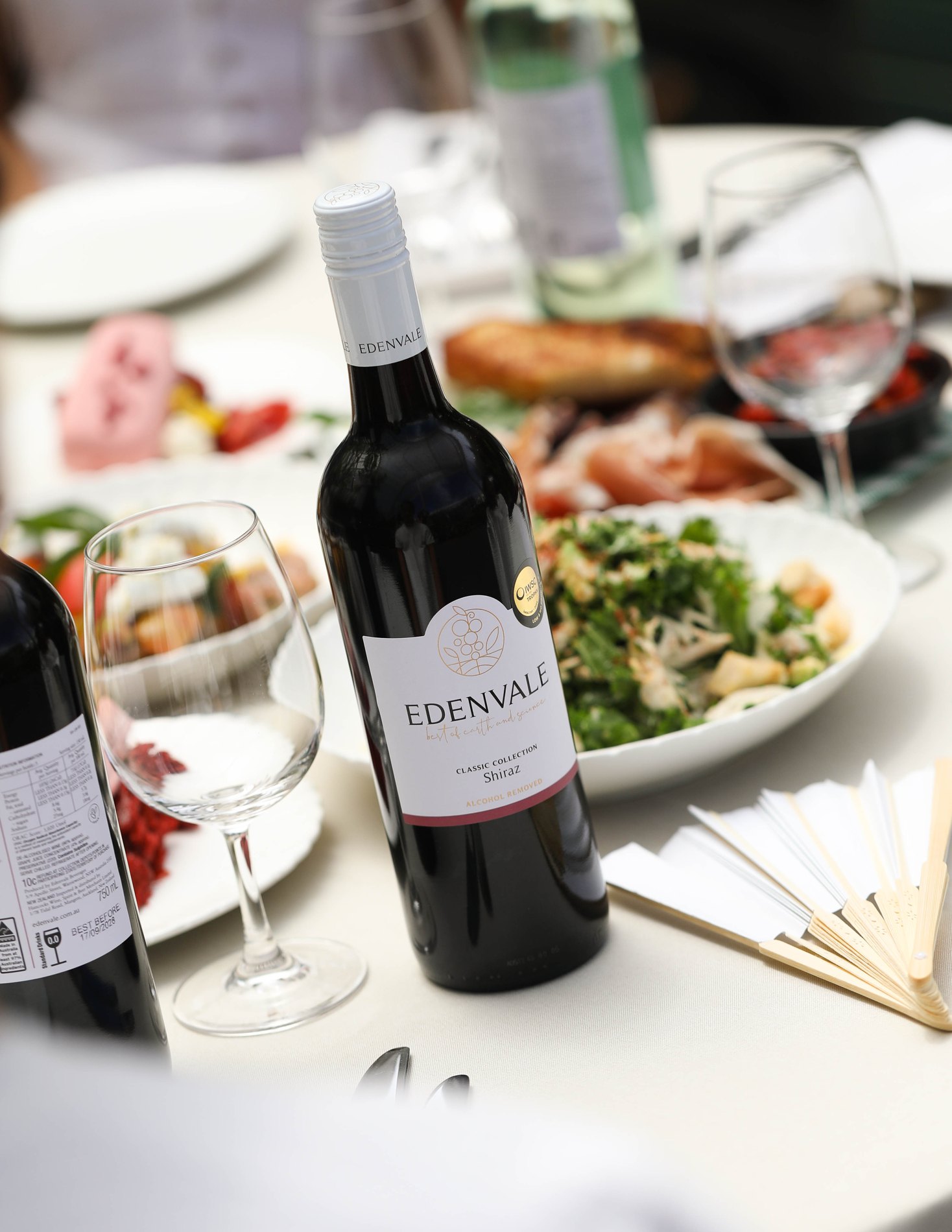 Edenvale Shiraz on a lunch table