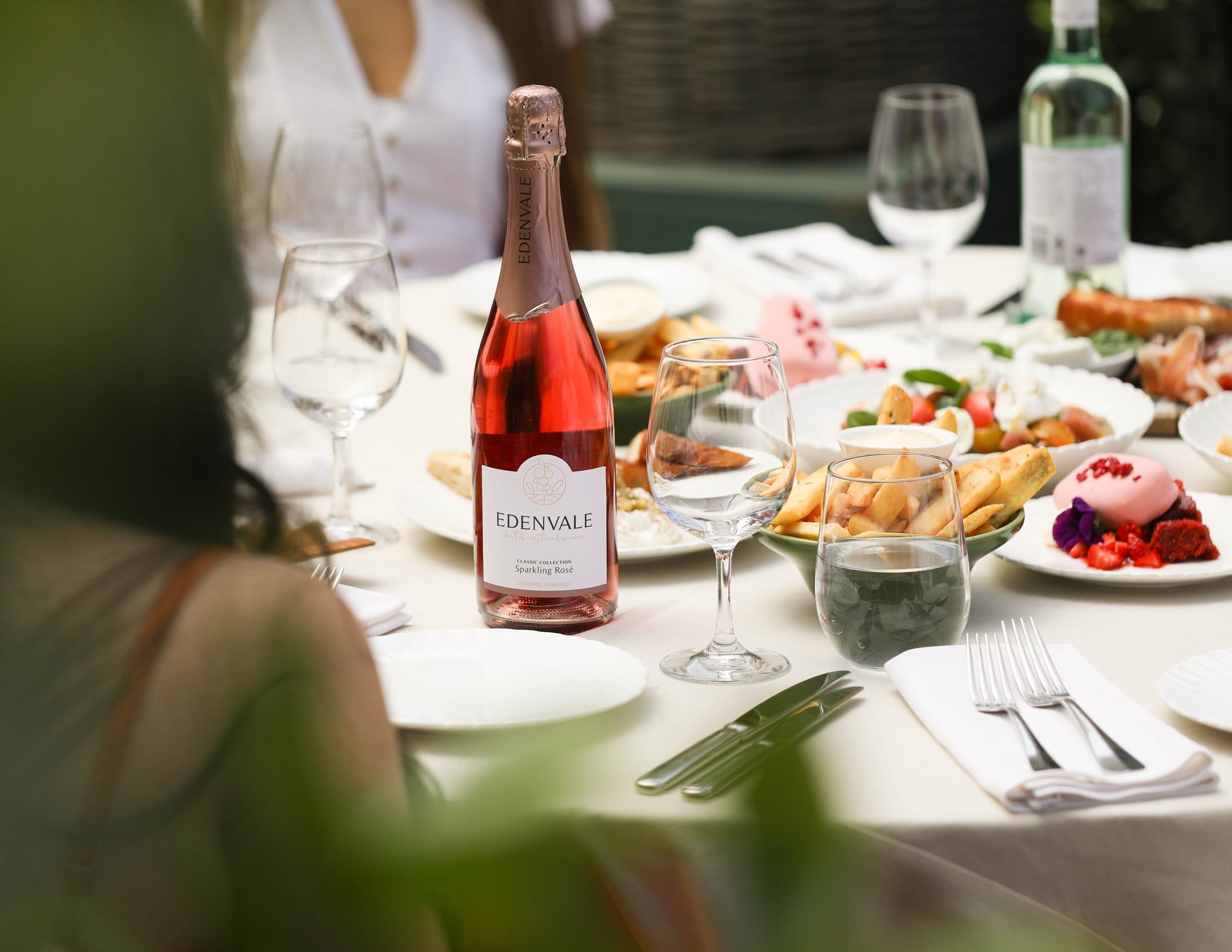 Edenvale Sparkling Rose on a long lunch table