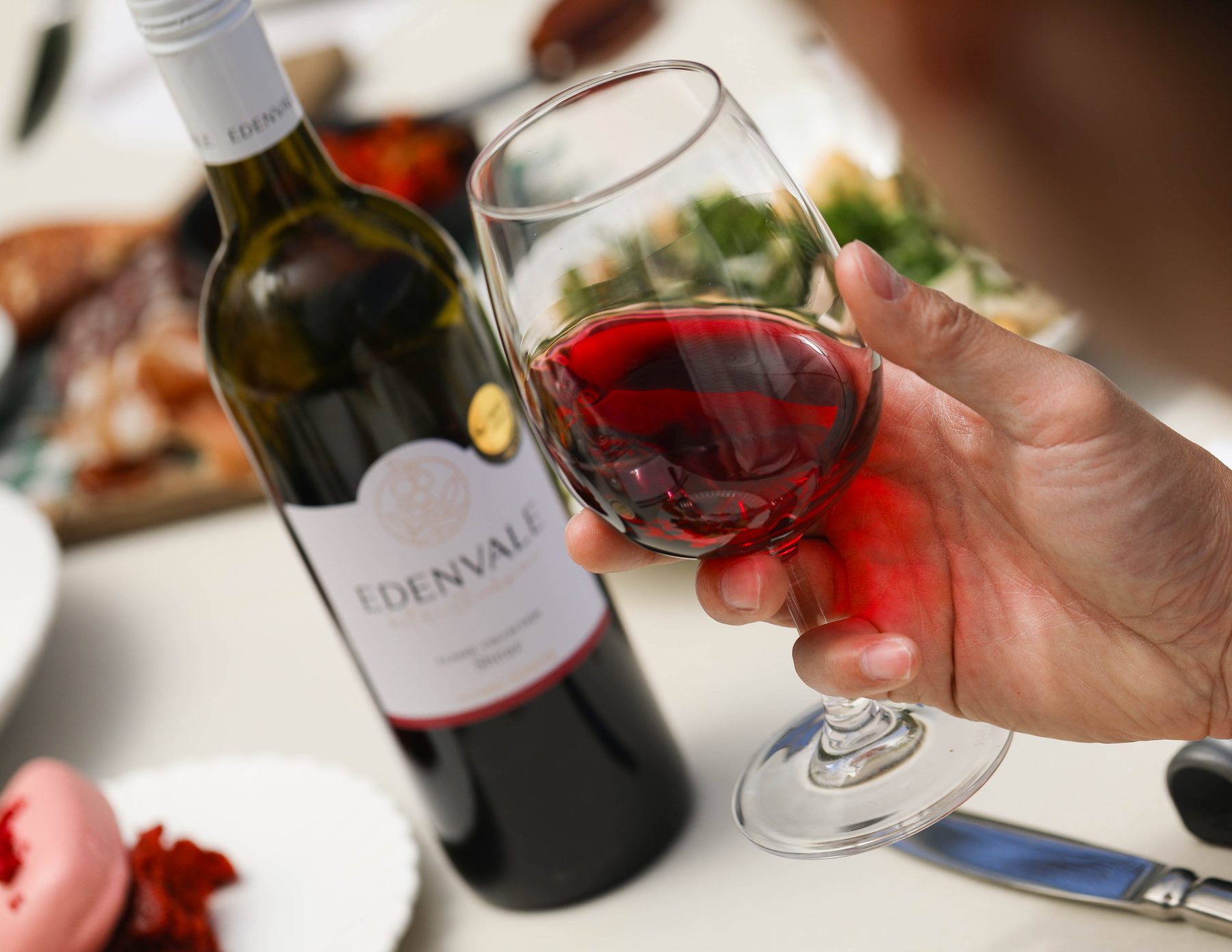 Edenvale Shiraz being enjoyed with food