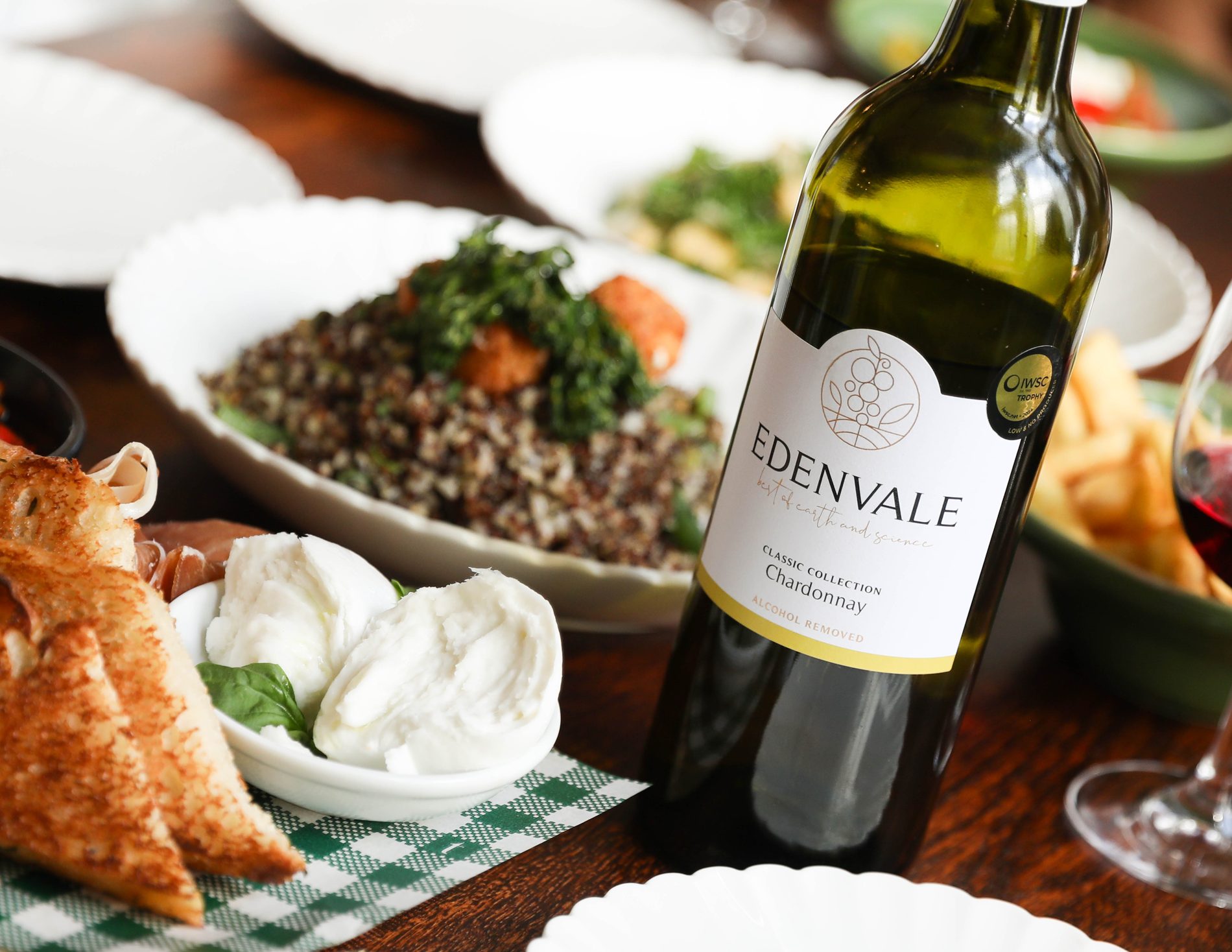 Edenvale Chardonnay with burrata, grains and bread